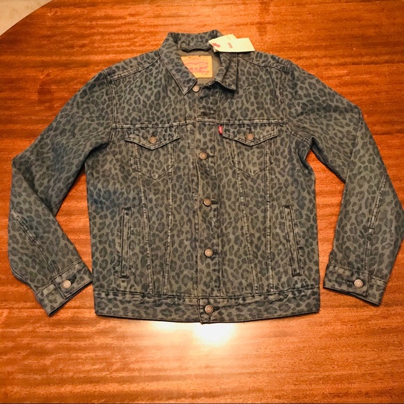 levi's leopard print denim jacket